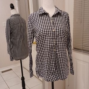$4 Add-on Plaid Black & White Shirt - Size Medium